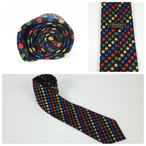Charvet Mens Silk Tie 57" Black Multicolor Necktie